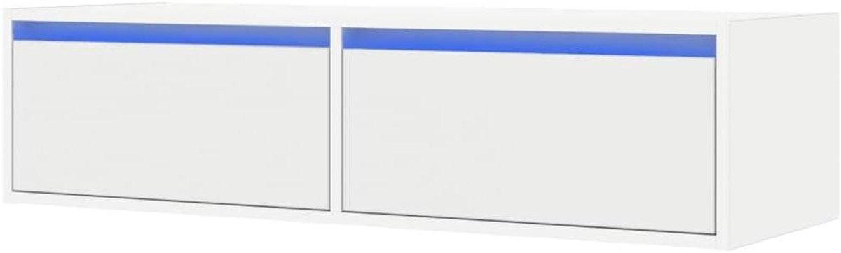 TV Meubel met LED - Televisie Meubel - Woonkamer Inrichting - Ruime Opbergruimte - 100x35.5x25cm - Wit