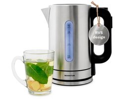 Inventum HW817D - Waterkoker - Inhoud 1,7 liter - Roestvrijstaal - Warmhoudfunctie - Led-verlichting - 2200 watt - RVS/Zwart