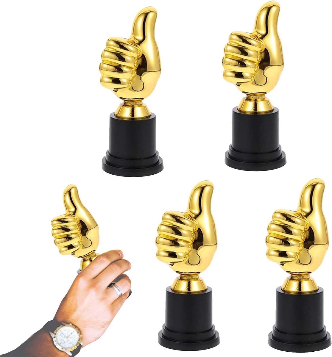 Gouden Duim Trofee - Awards Plastic Trofee - Kinderfeestjes Prijzen - Glanzende Afwerking - 13 cm Hoog - Goud