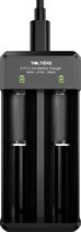 Voltière 2-Poorts 18650 Oplader - Voor Li-ion 3.7V Oplaadbare batterijen: 26700, 26650, 26500, 25500, 22700, 21700, 20700, 22650, 22500, 18700, 18650, 18500, 18490, 18350, 17650, 16650, 16340, 14650, 14500 & 10450