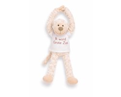 Knuffel Aap met Geborduurd Shirt “Ik word grote zus” – Zwangerschap Aankondiging – Cadeau Grote Zus – Knuffel met Tekst – Baby Aankondiging – slinger aap