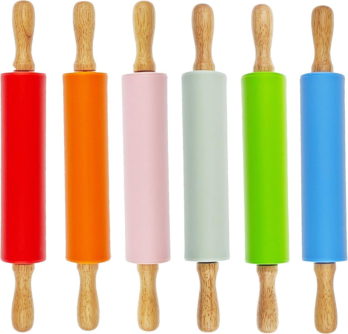Kleine Deegrollers - Kinder Deegroller - Thuis Keuken - Set van 6 - 17cm Lengte - 6 Kleuren