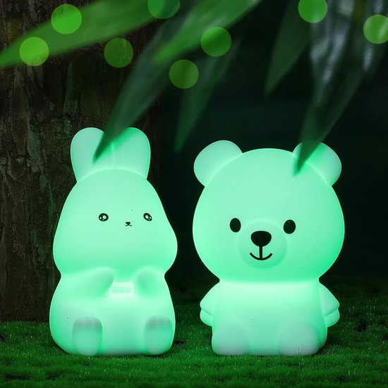 Hondennachtlampje Kind - Babykamer Verlichting - Slaap Assistentie - 7 Kleuren Afstandsbediening - 12x12x15 cm - Wit van Merkloos — afbeelding 3