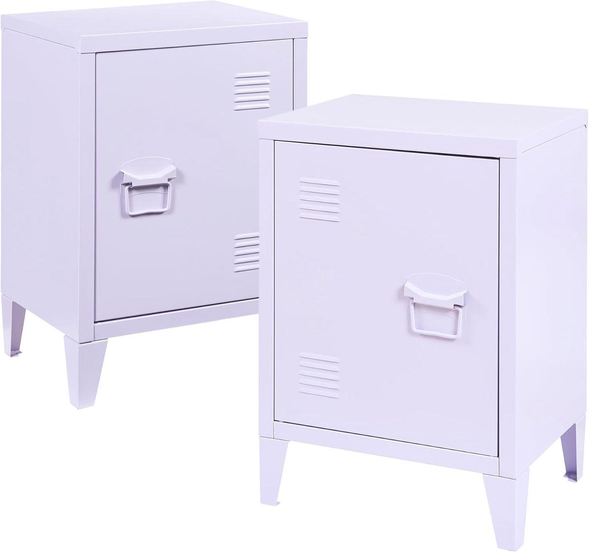 Nachtkastjes Set - Nachttafels Bijzettafels - Opbergen Slaapkamer - Magnetische Deuren Ventilatie - 57x40x30 cm - Lichtpaars