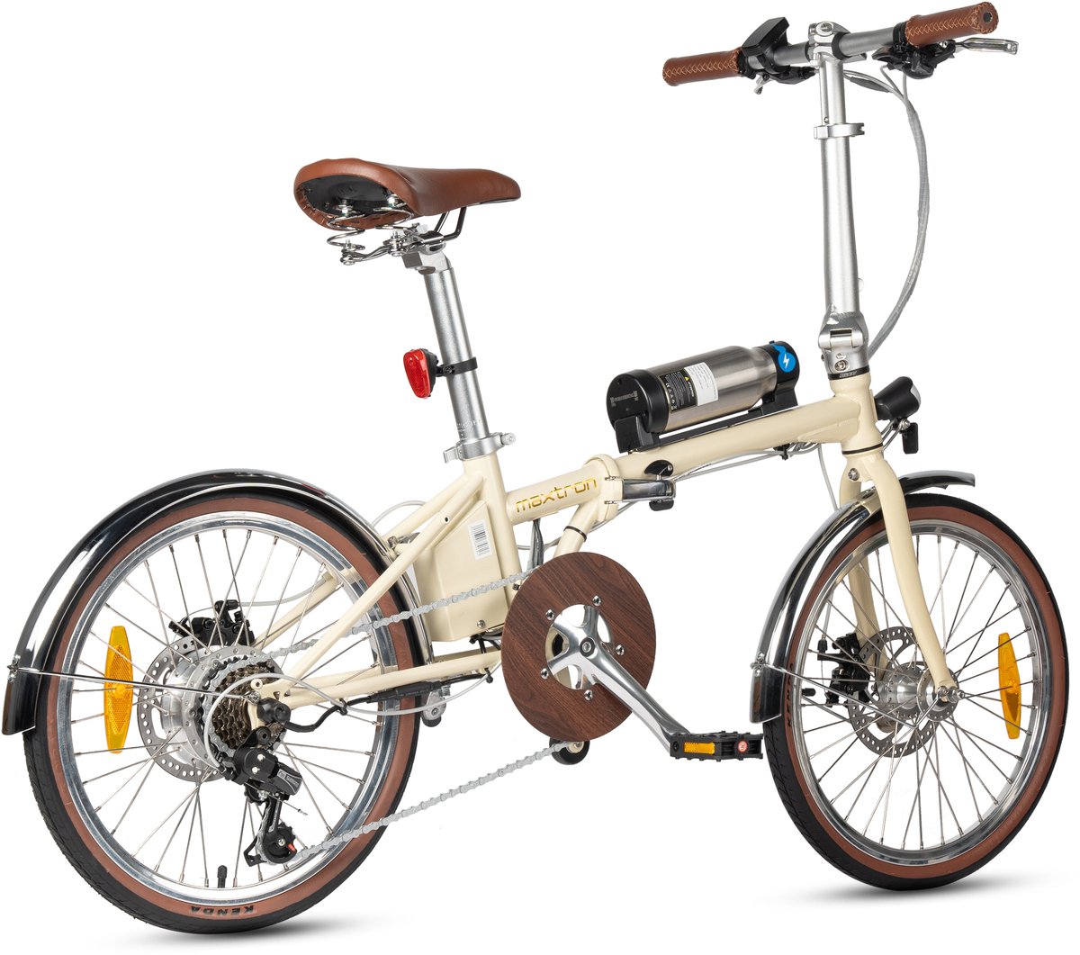 Maxtron Smart20 Elektrische Fiets – Opvouwbare E-bike – 36V 5.2Ah Lithium Accu – Actieradius tot 40 km – 20×1.35 inch Banden – Aluminium Voorvork – Shimano 7 Versnellingen – Mechanische Schijfremmen – Stadsfiets – Max. Belastbaar tot 100 kg – Beige thumbnail 2