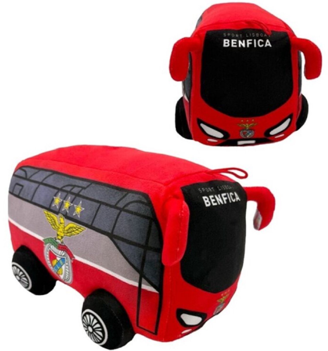 SL Benfica Spelersbus Pluche Knuffel 36 cm - Speelgoed Voetbal Knuffels voor Kinderen Jongens Meisjes - Soccer Bus Plush Toy - Football Merchandise