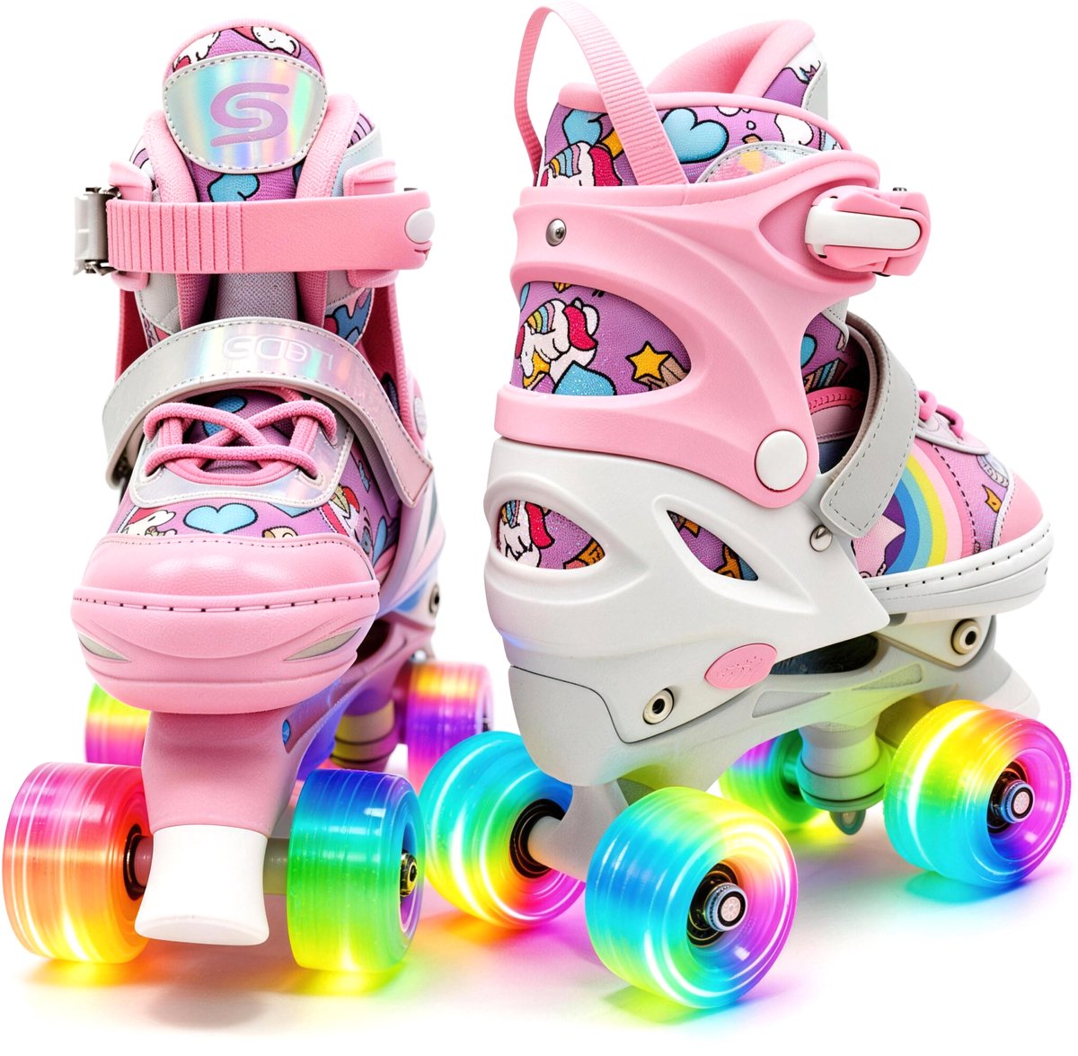 Suotu Rolschaatsen Verstelbare lichtgevende wielen – XS Roze