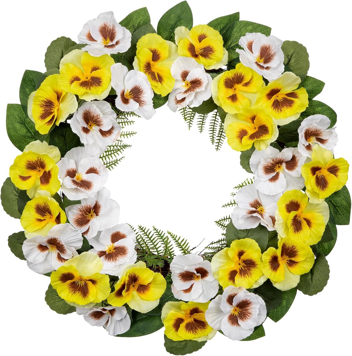 Kunstmatige Bloemenkrans - Viooltjeskrans Deurkrans - Voordeur Decoratie - Handgemaakt Met