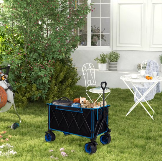 Lifero Bolderwagen - Opvouwbare Bolderwagen - Opvouwbare Bolderkar - 240Liter - 106x54x70Cm - Zwart-Blauw - Inclusief Rem van Merkloos — afbeelding 2
