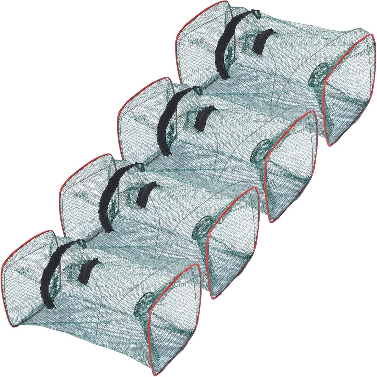 Visvallen Set - Aasvallen Korf - Vissen Vangen - Dubbele Inlaat Structuur - 46 x 22 x 22 cm - Donkergroen