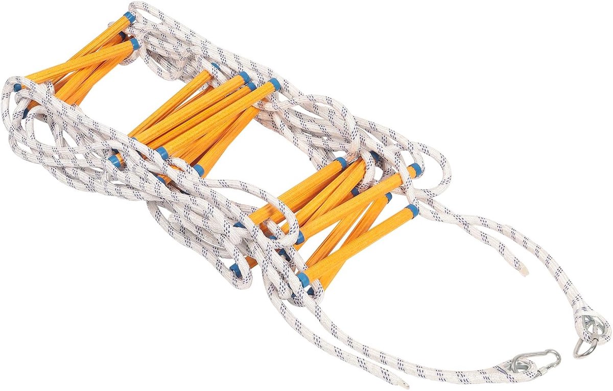 Gebreide ladder - Vluchtladder reddingsladder - Noodsituaties thuis - Brandvertragend epoxyhars - 10 meter lengte - Oranje wit