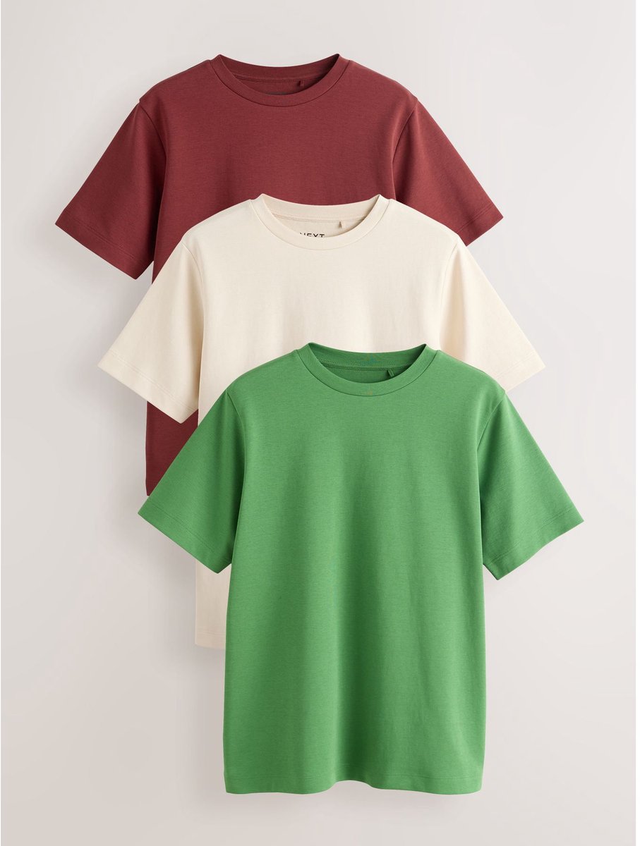 Next - Dames - Set van 3 zware basic T-shirts - Groen