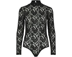 Pieces Kanten body lange mouw - Zwart