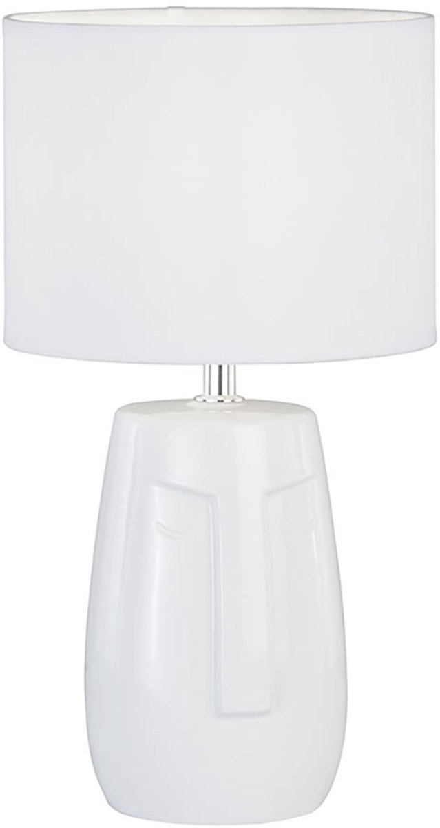 Tafellamp Nachtlamp Tafellamp Stoffen bedlamp wit Slaapkamerlamp Leeslamp, wit keramiek, 1x E14 fitting, DxH 22x38,5 cm