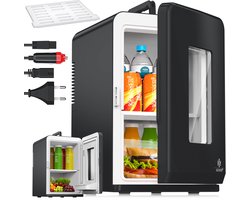 KESSER® K-MKS-2076 - Mini-koelkast - 15 Liter - AC DC 220-240V en 12V - Verwarmingsfunctie - Zwart