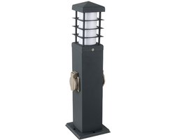 Merk niet opgegeven Buitenlamp vloerlamp tuin roestvrij staal stopcontact buitenlamp antraciet, roestvrij staal kunststof, IP44, 1x E27, LxBxH 12,4 × 12,4 × 45 cm