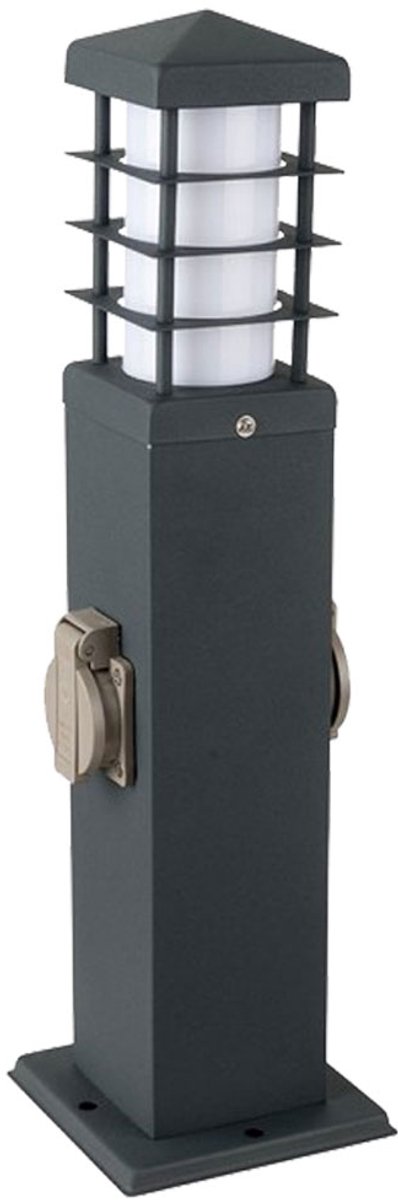 Buitenlamp vloerlamp tuin roestvrij staal stopcontact buitenlamp antraciet, roestvrij staal kunststof, IP44, 1x E27, LxBxH 12,4x12,4x45 cm