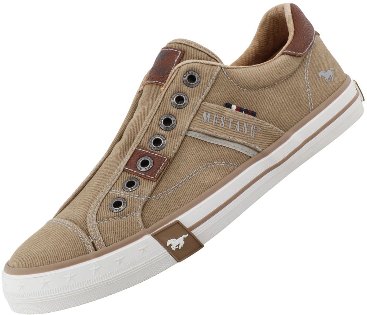 Mustang heren sneaker van canvas lichtbruin