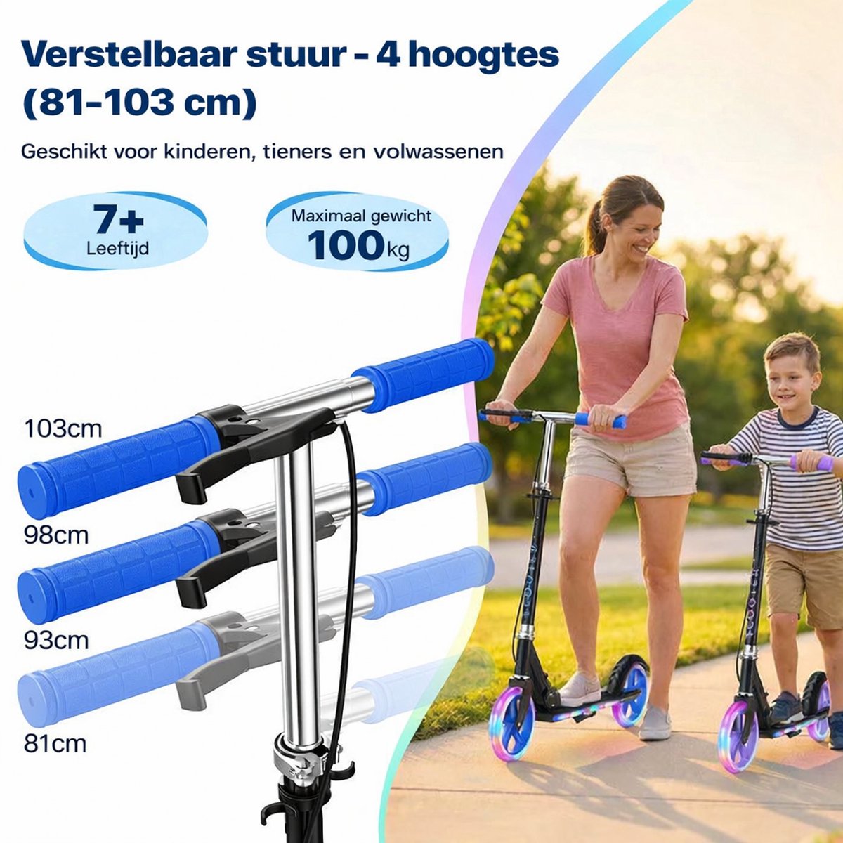 Opvouwbare Step 20cm - Verstelbaar stuur + LED-wielen thumbnail 2
