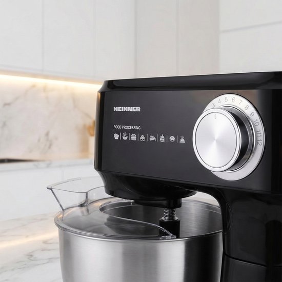 Heinner HPM-D750BK - Planetaire Mixer - 3,5 L - 600 W - 12 snelheden - RVS Mengkom - Pulsefunctie - Zwart van Heinner — afbeelding 5