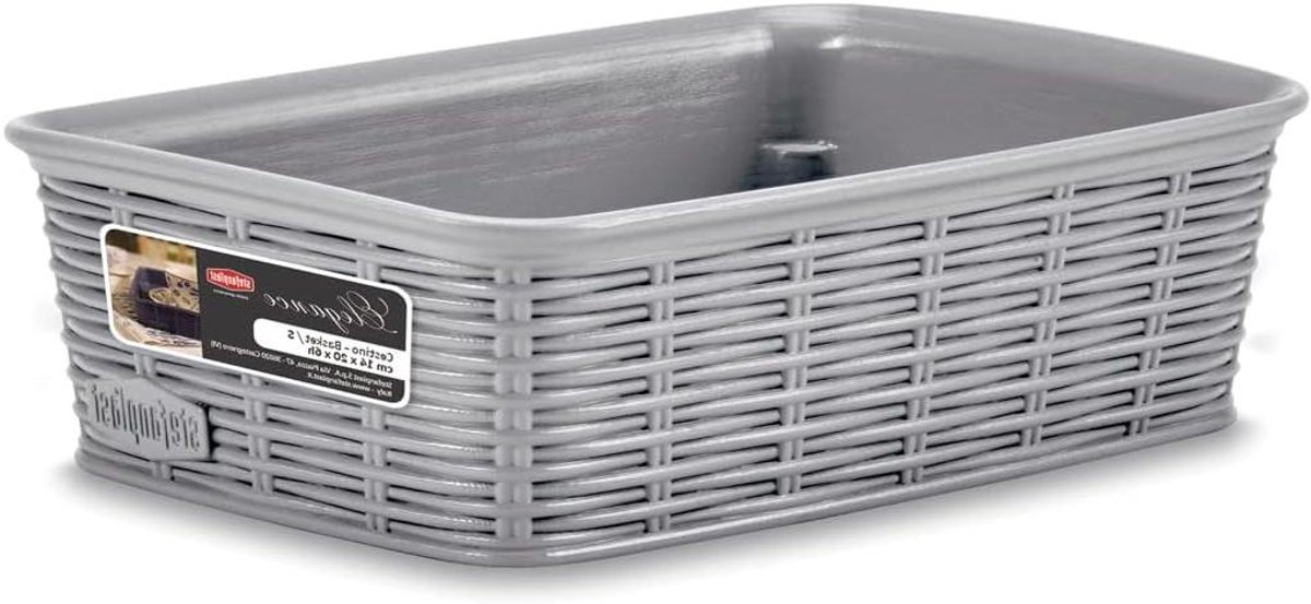 Elegance mand - Rotan mand - Keuken opbergen - Modern design - 25 x 19 x 6 cm - Grijs