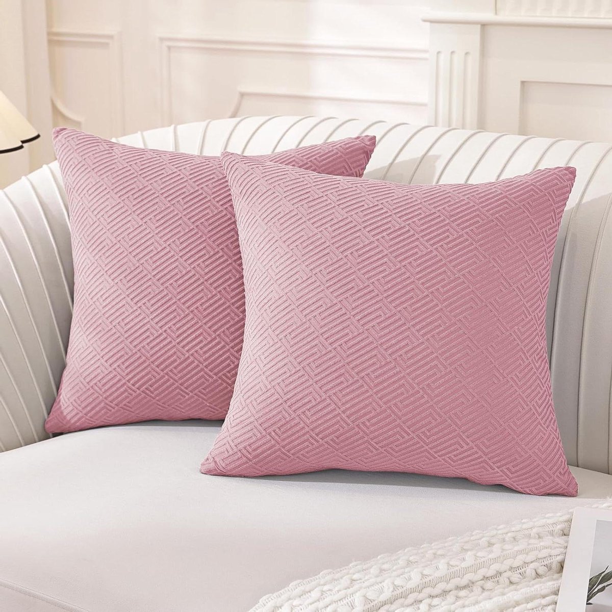 Cushion Covers 60x60 2er Set, Soft Decorative Cushion Cover, Modern Pillowcase with Invisi