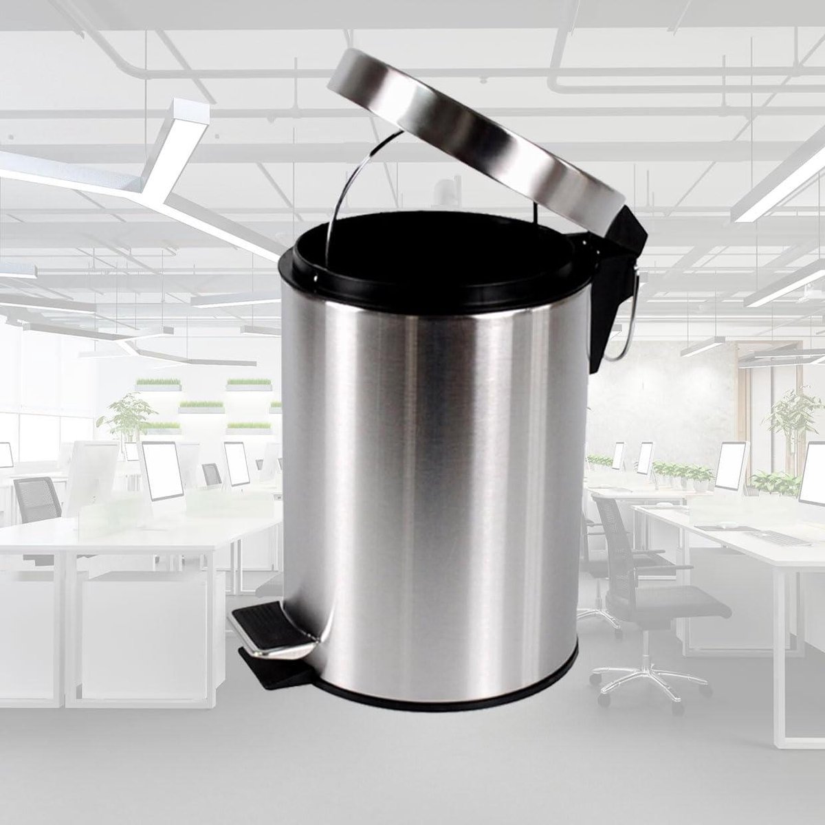 Pedaalemmer 20 Liter - Prullenbak Vuilnisbak - Badkamer Toilet - Hygiënisch Handsfree Gebruik - 20 Liter Capaciteit - Zilver