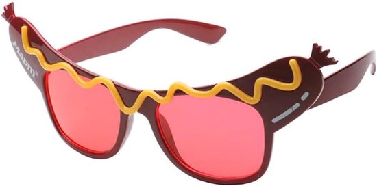 Hotdog Zonnebril - Feestbril Verkleedbril - Carnaval Cosplay - Uniek Vormgegeven - 18x7cm - Rood van Merkloos — afbeelding 5