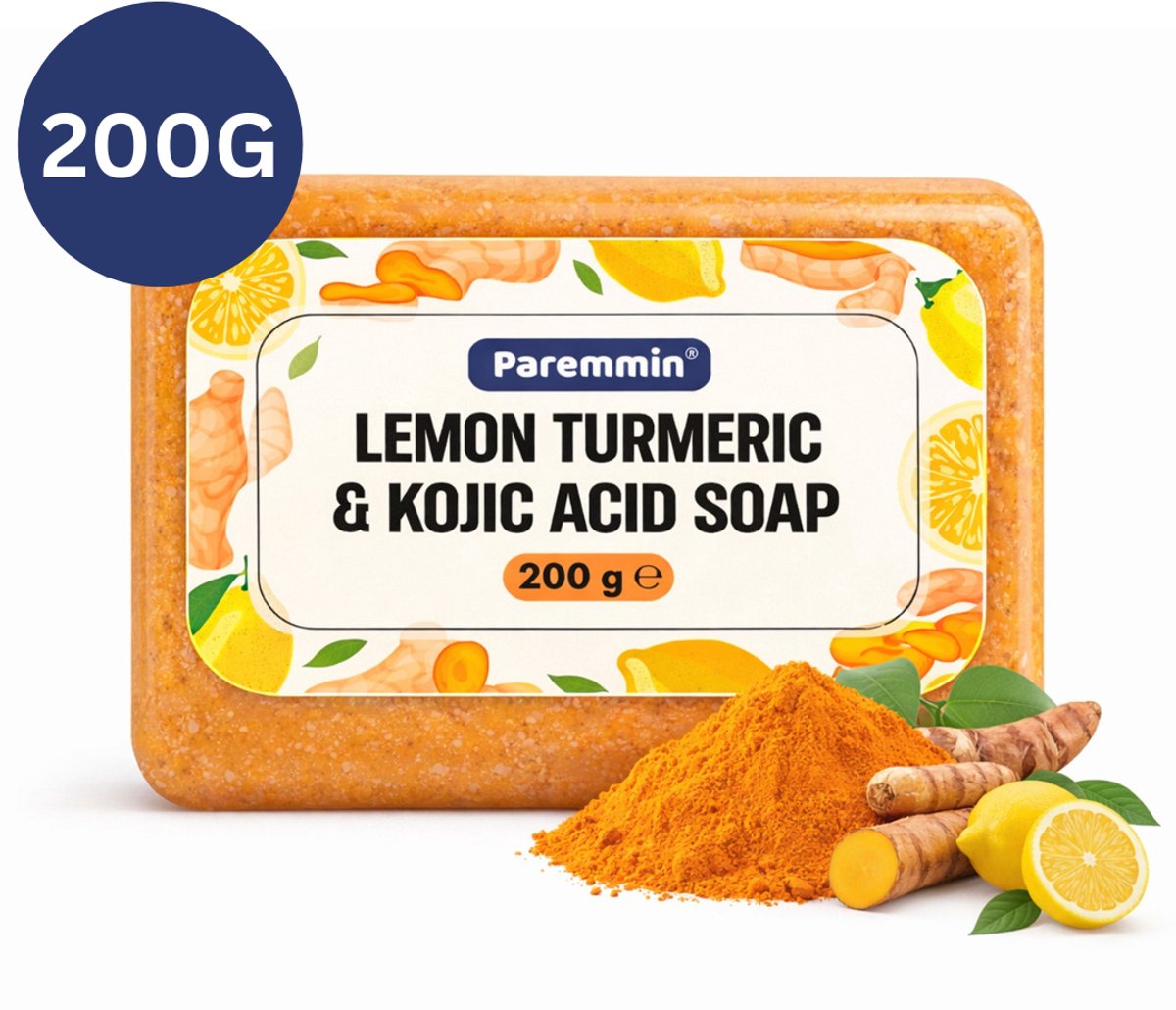 Lemon Turmeric & Kojic Acid Soap (200 gram) – Kurkuma Zeep 100% - Pigmentvlekken Verwijderen – Darkspot Remover