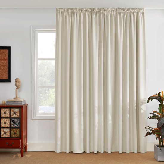 NICETOWN Kant en klaar Gordijn - Met Plooiband - Verduisterend - 300x245 cm - Lichtbeige - 1 Stuk