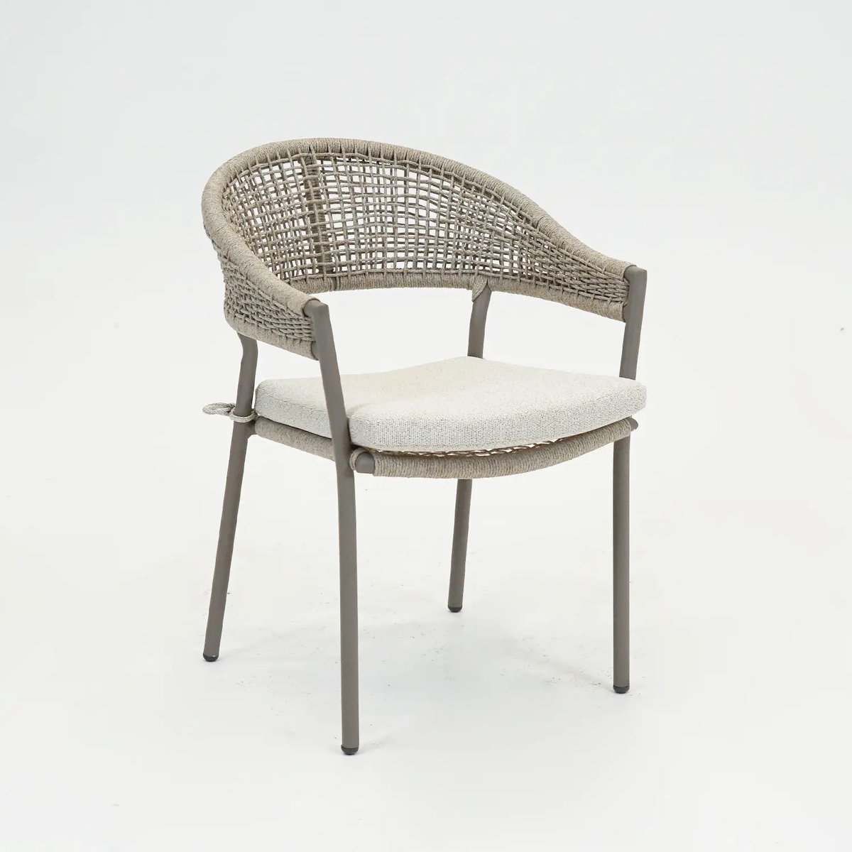Vita - Marina stapelstoel - Beige - Ultiem zitcomfort - Weersbestendig rope - Stapelbaar - Met zitkussen - Met slijtdoppen - Hoogwaardig olefin stof -