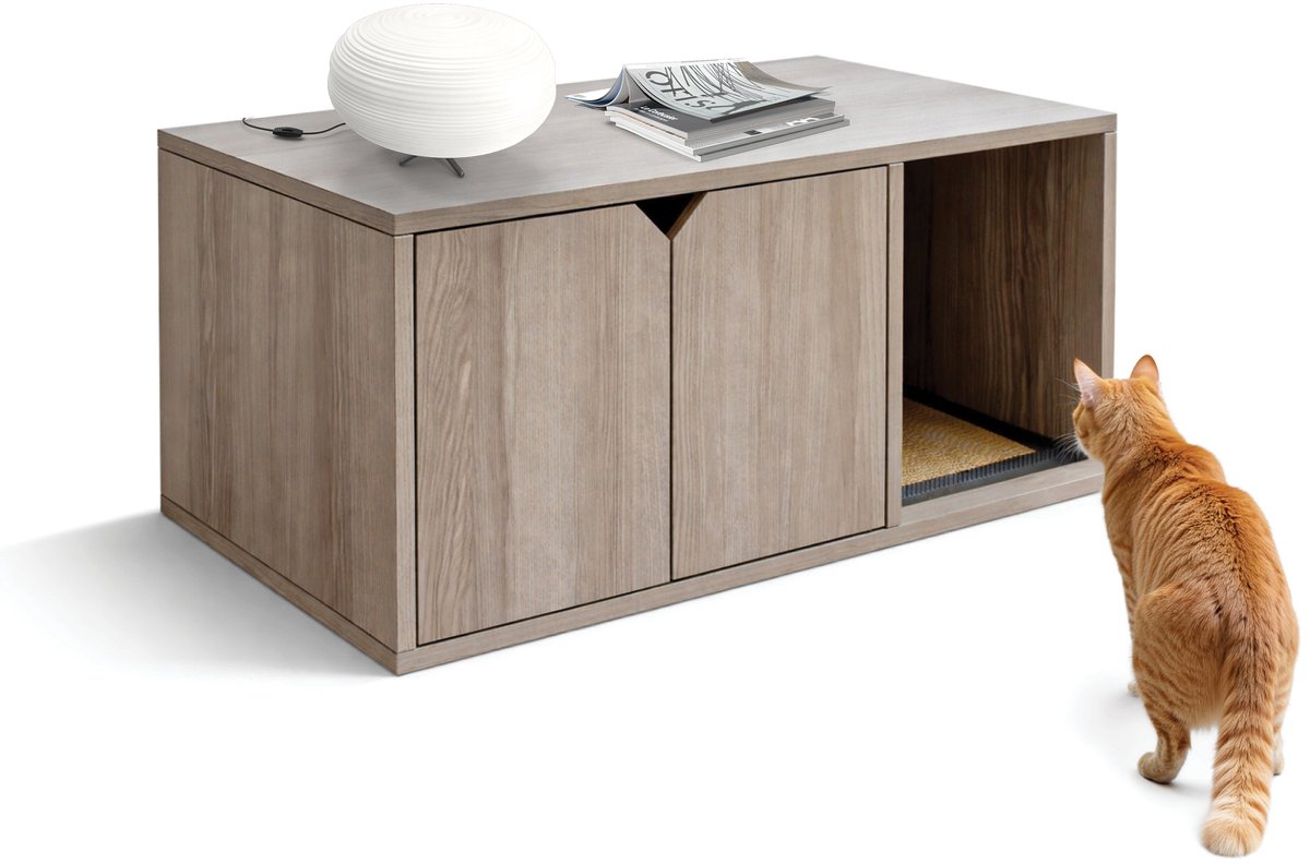 Kattenbak kast - Kattenbak huis - Kattenbak meubel - kattenbak ombouw - duurzaam - 100% Recyclebaar - met cat scratcher en EVA drooghoud mat - Vrij van giftige stoffen van Catchi