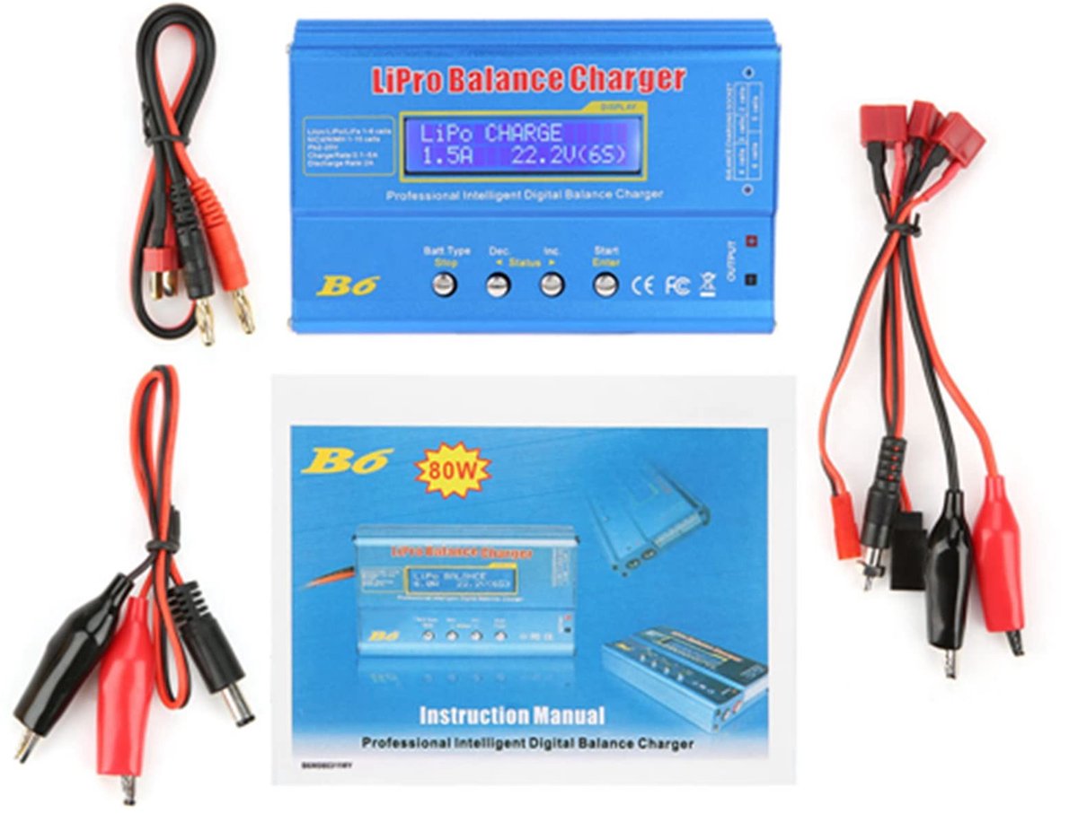 Allecto - Digitale LCD Balance Charger voor RC Batterijen - 80W LiPo NiMH Li-Ion NiCd - Efficiënt Opladen - Betrouwbare Veiligheid - Geschikt voor ...
