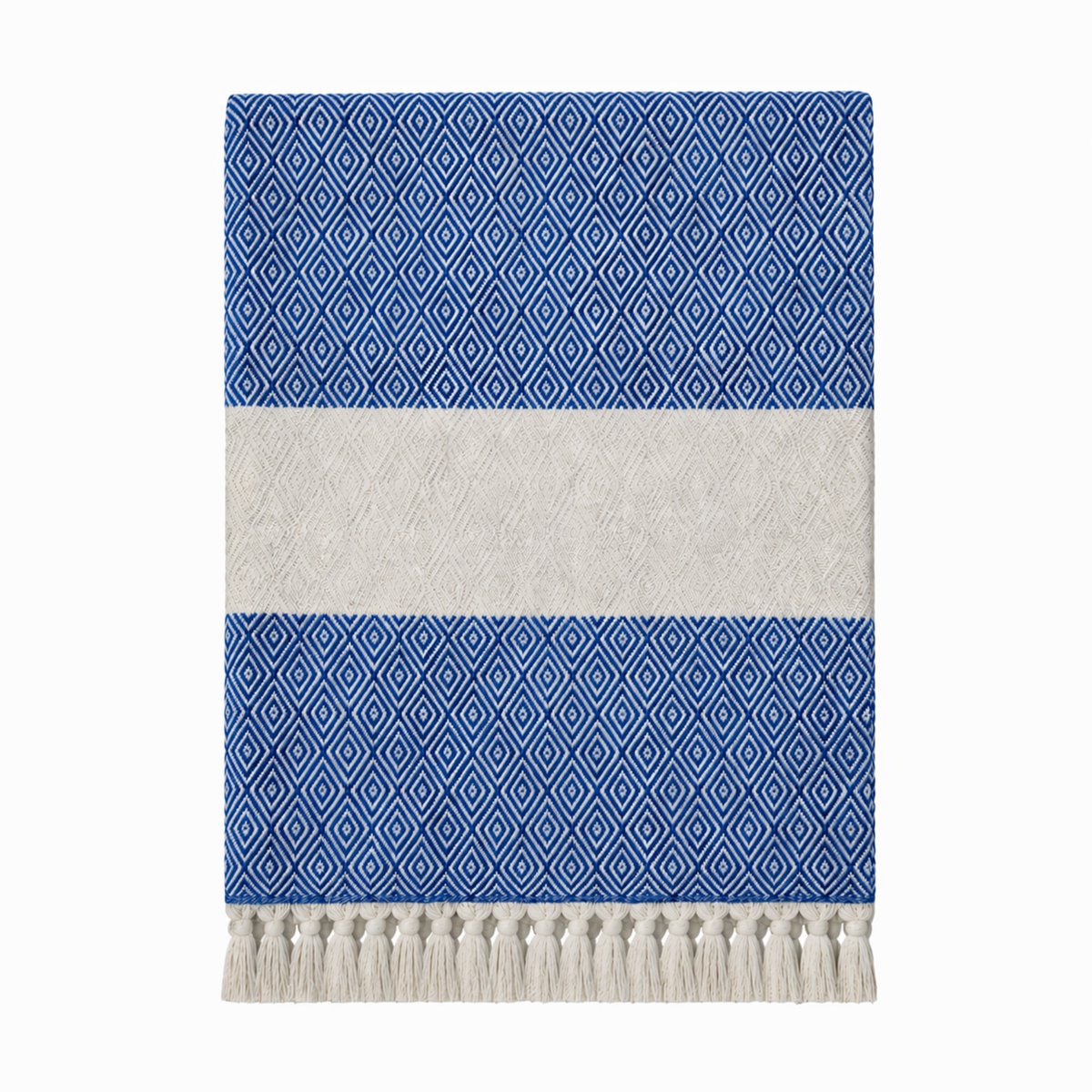 Hamamdoek, Strandlaken, 100x180 cm, 100% Katoen, 450 gr, Zacht en Sneldrogend, Sauna, Spa, Strand, Yoga, Luxe Hamamdoek, Diamond Design, Blauw, Duurzaam, De Linde Home