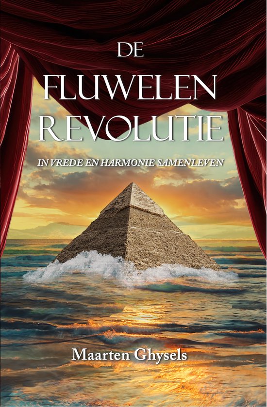 Couverture de livre : La Révolution de Velours. Une pyramide émerge de l'eau, avec des rideaux rouges sur les côtés.