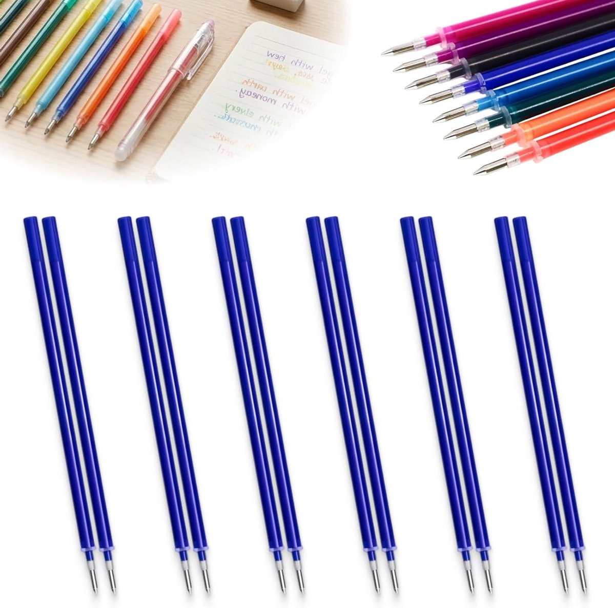12 Stuks Vervangingen voor Blauwe Uitwisbare Vullingen, 0.7 mm Punt, Warmtegevoelige Inkt, Ideaal voor School, Kantoor en Thuisgebruik