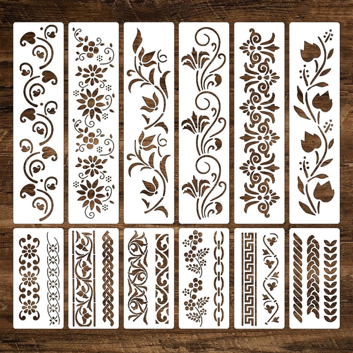 12 Stuks Natuurlijke Plant Sjablonen voor Schilderen, Knutselen, DIY Kunst en Muurdecoratie