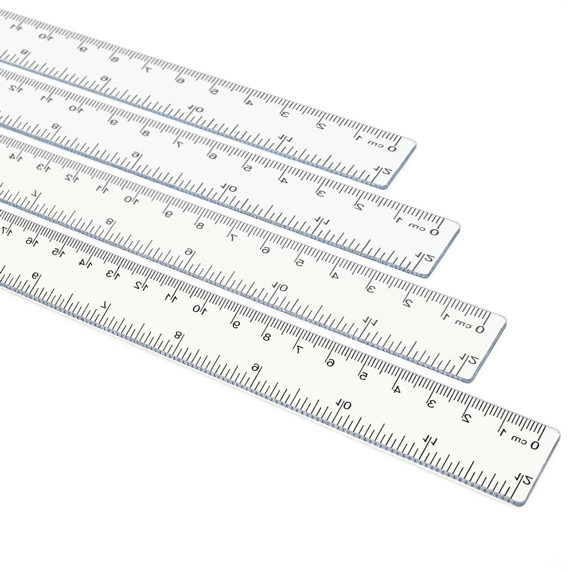 Set van 14 Transparante Plastic Linialen van 30 cm voor Thuis, School en Kantoor, Rechte Linialen voor Precisie en Metingen