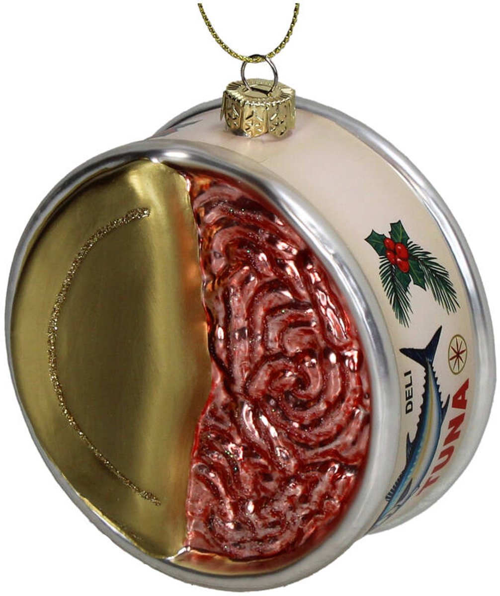 HD Collection Kerst Ornament Tonijnblik – Glas Multi – 10,7 cm – Delicieux – Speelse Kersthanger