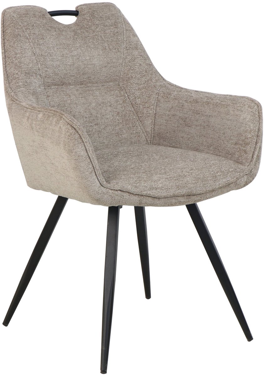 Eetkamerstoel S291 cappuccino stof – zwart metalen poten