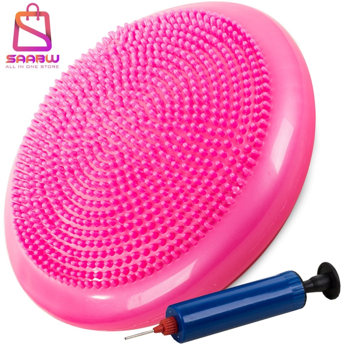 Balance Kussen Sensorisch 32 cm met Pomp – Egel Zitkussen voor Balans, Revalidatie & Core Training – Roze – balance kussen – sensomotorisch kussen – dynamisch zitkussen – revalidatie kussen – 11196