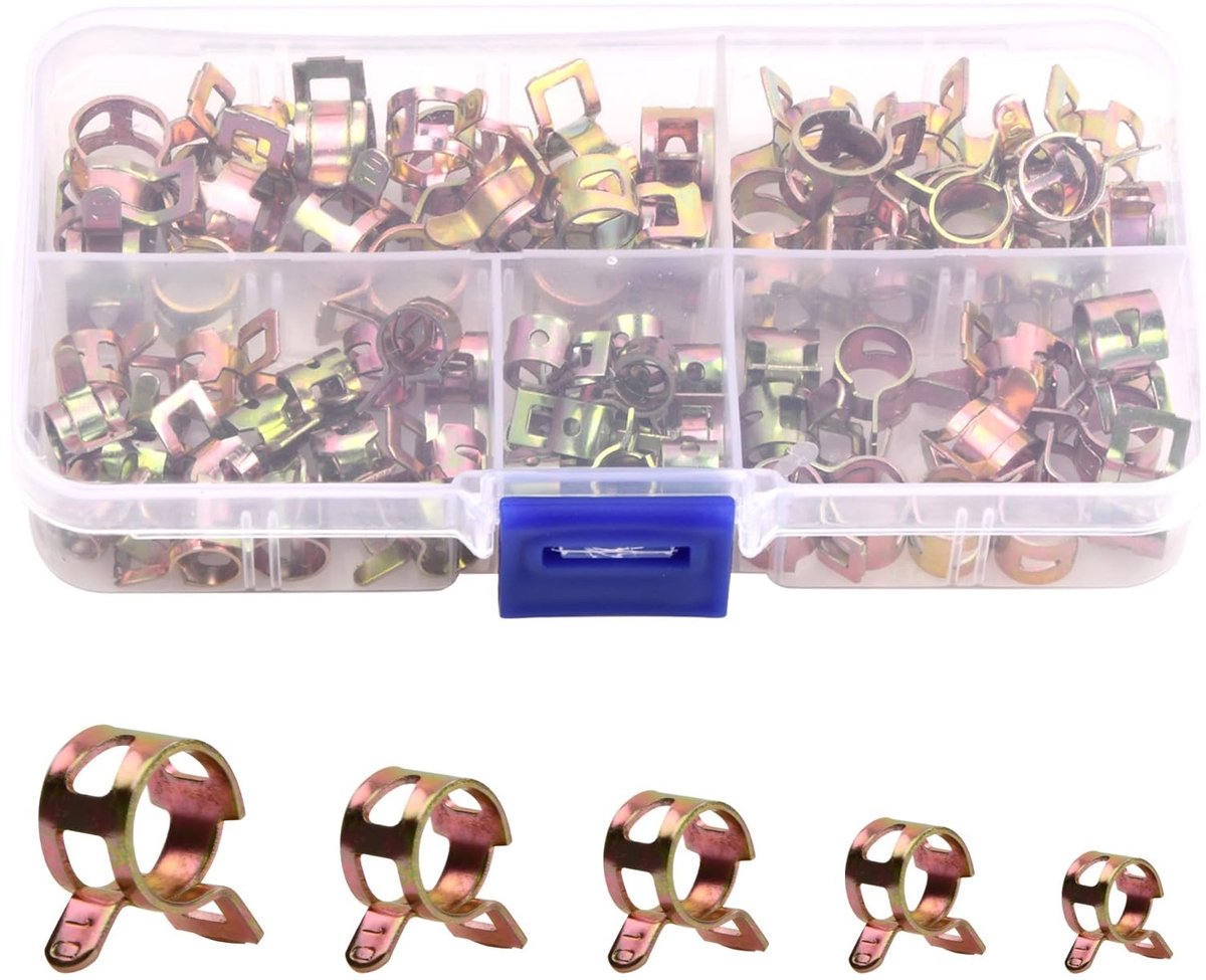 Allecto - 75pcs Metal Clamps - Slangklemmen Set - Duurzaam en veelzijdig - 5 maten - Perfect voor water- en brandstofslangen - Ideaal voor hobbyist...