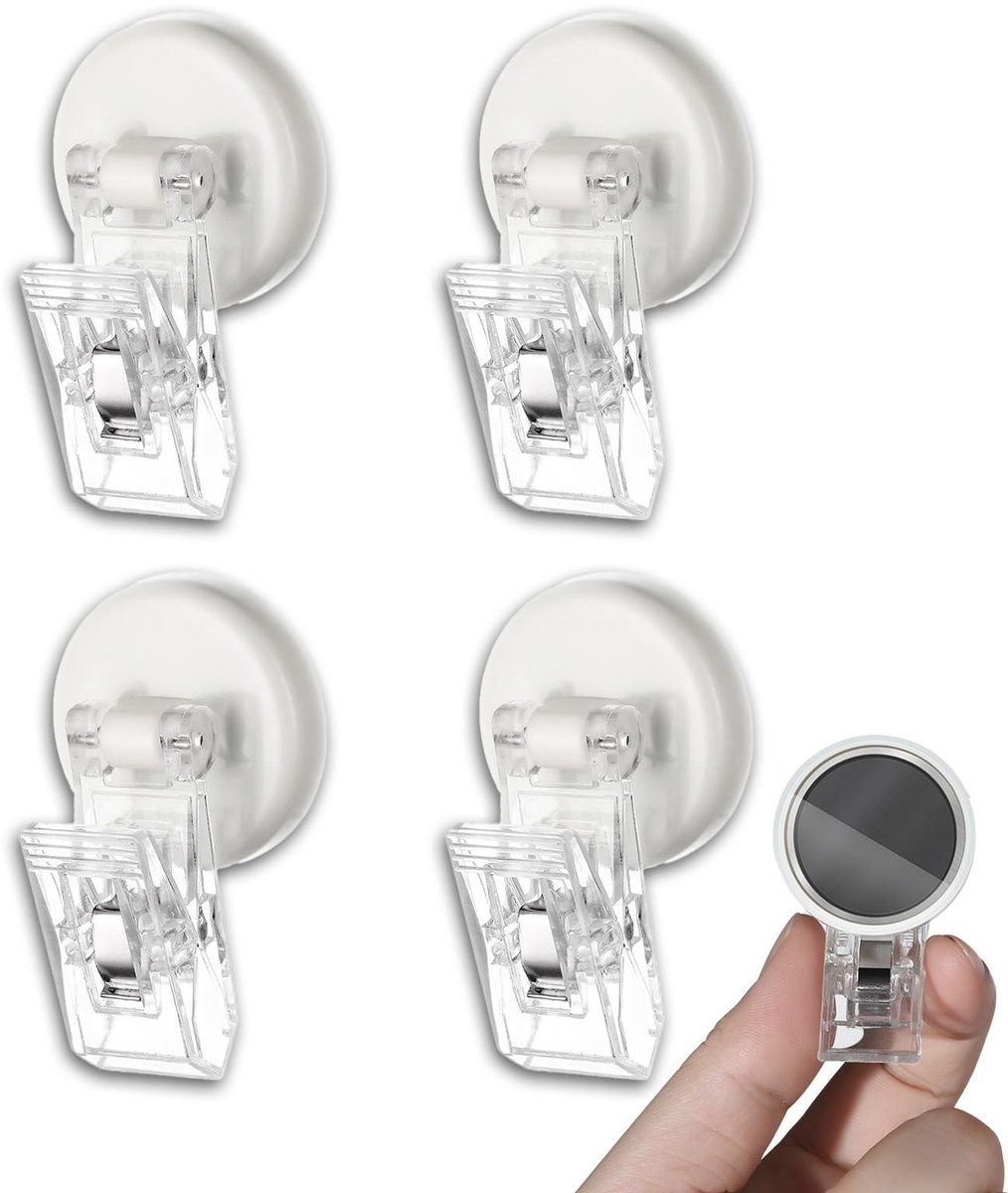Allecto - Magnetische Clips - Magneten met Klem - Set van 4 - Wit - Ideaal voor Foto's en School - Geschikt voor Koeien en Magneetborden