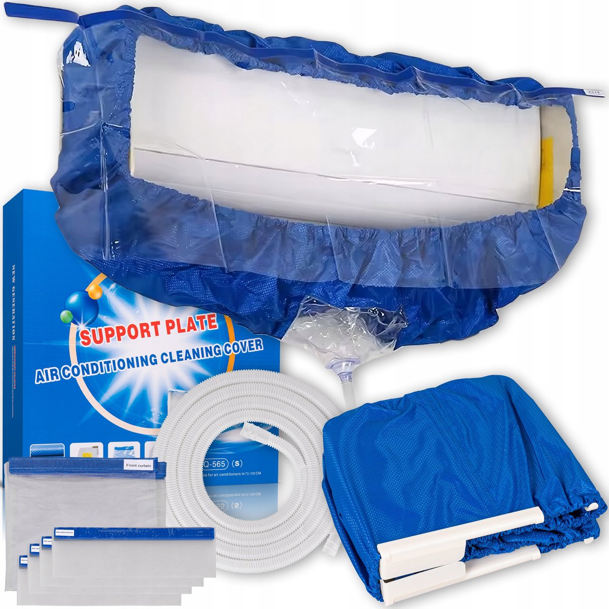 Professionele Airco Reinigingszak - Maat S (70-100 cm) - Waterdichte Beschermhoes met Afvoerslang - Voor Wandairco en HVAC Onderhoud - Spatvrij Reinigen