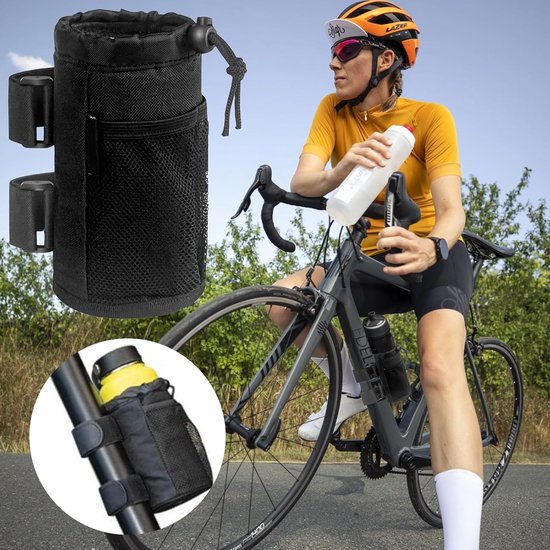 1 stuk - Fietsbidontas - Fietsbekerhouder - Bekerhouder voor op het fietsstuur - Bidonhouder voor op de fiets - Bekerhouder voor looprek - Met gaasvak - Zwart - 8,5*8,5*17,5 cm - Geschikt voor fietsen, scooters, looprekken en golfkarretjes — afbeelding 3