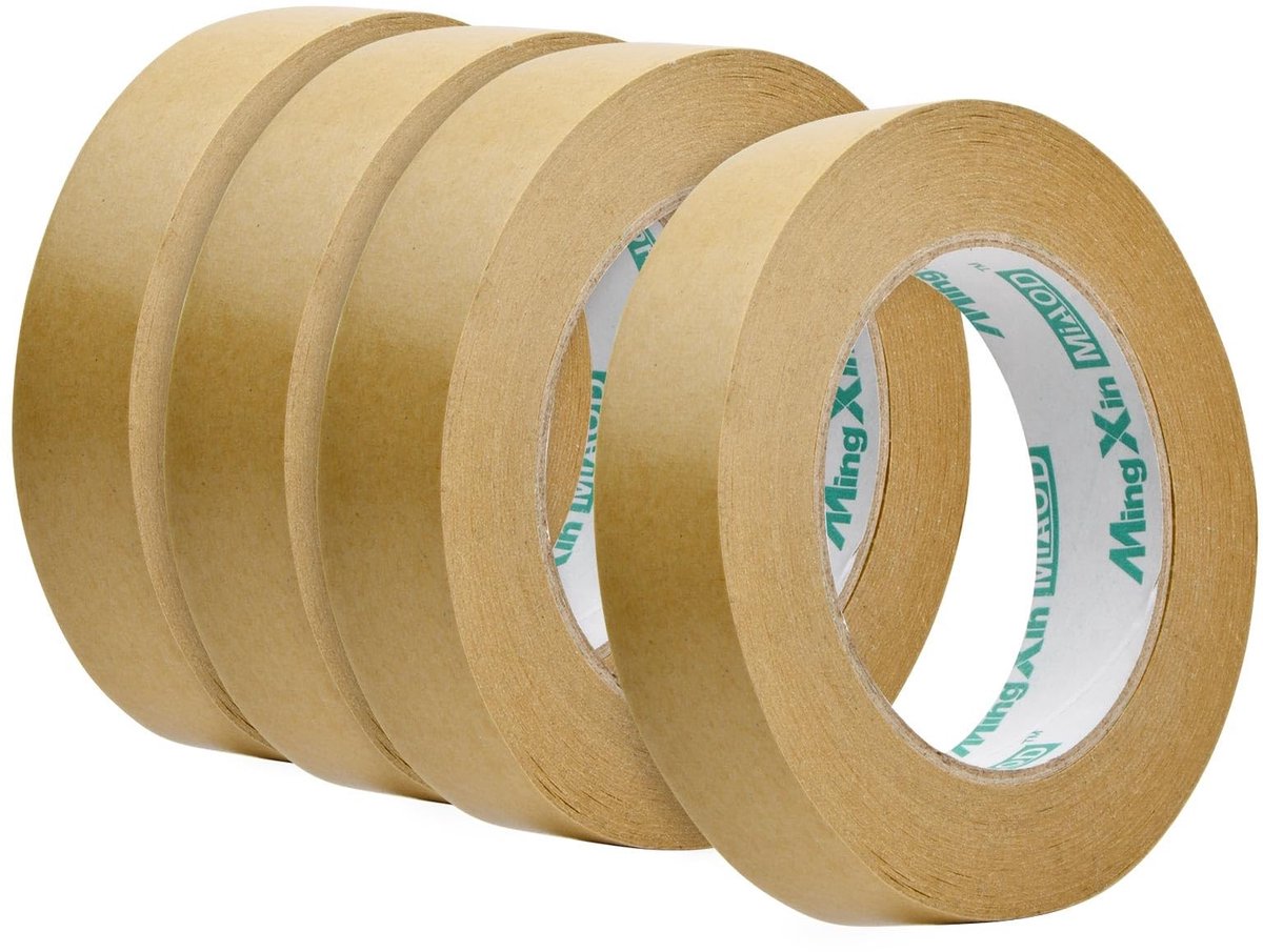 Allecto - Recyclebare Papier Tape - 4 Rollen - Ideaal voor Verpakken - 25mm x 50m - Milieuvriendelijke Oplossing - Handmatig Scheurbaar - Voor Verh...