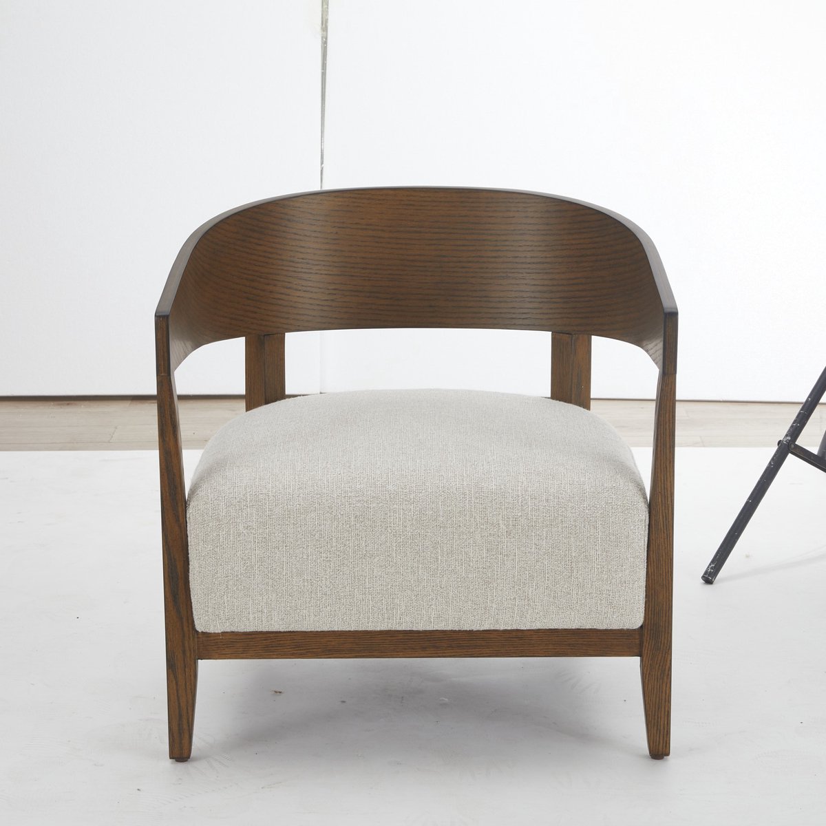 Sleepking - Fauteuil / Eetkamerstoel / Accent Stoel Woody - 100% linnen - Zandkleur - Houten Frame