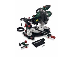 Parkside Verstek en Trekzaag 2000 W - Toerental: 0 - 4800 tpm - Verstekhoek: -45 - 45° - Traploos Kantelbare Zaagkop (0° tot 45°) - Verstek continu of met vast hoeken in te stellen - Eenvoudig hanteerbare afkortzaag