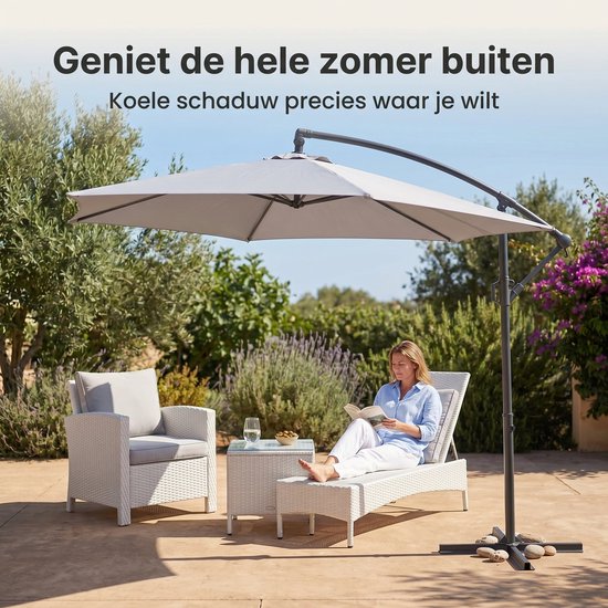 Cheqo Zweefparasol 300 cm Grijs