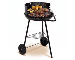 Cheqo® Houtskoolbarbecue - Houtskool Barbecue - BBQ - Houtskool BBQ - Barbecue op Wielen - Verrijdbare Barbecue - Ronde Barbecue - Half Open Barbecue - Tuinbarbecue - Barbecue met Windscherm - Staande Barbecue - Kolenbarbecue - Houtskool Grill